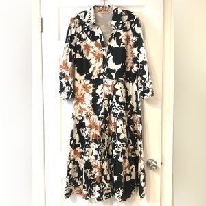 Women’s Soft Surroundings Boho Button Front Layered Midi Dress Sz 12